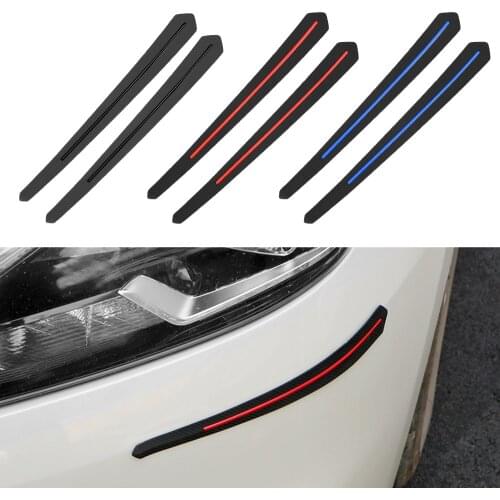 2/4PCS Carbon Fiber Rubber Anti-collision Protectors Universal Exterior Decor Moulding Car Bumper Lip Strip Auto Accessories