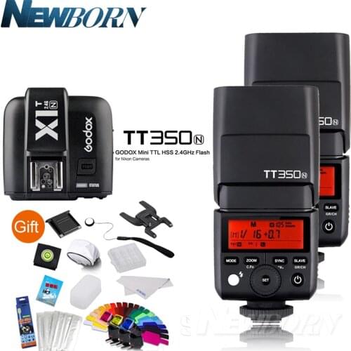 2*Godox TT350N 2.4G HSS 1/8000s i-TTL GN36 Camera Flash Speedlite + X1T-N Transmitter for Nikon D3100 D3000 D810a D750 D610