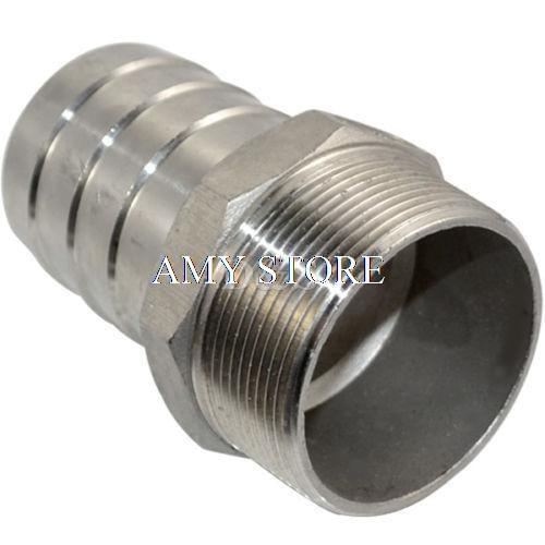 2" Male Thread Pipe Fitting x 50mm Barb Hose Tail Connector Stainless Steel BSP