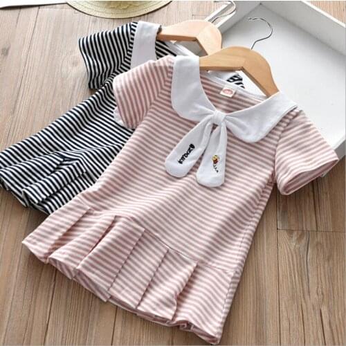 2019 Summer Kids Girls Clothes Stripe Cotton Dress for Little Girls Kids Casual Dress Children Dress New Cotton Kids Wear