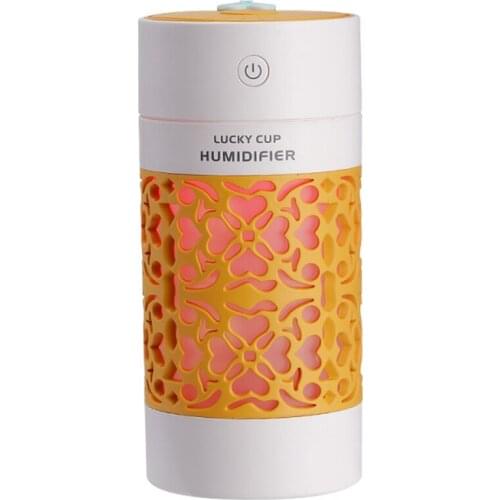 250ml Capacity Air Humidifier Home Car Hollow Carving Ultra-quiet Multi-purpose Fan Night Light Car Styling