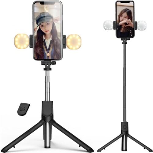 3 In 1 Selfie Stick 360 Rotation Extendable Monopod For IPhone IOS Android Smartphone Bluetooth Remote Control Tripod With Light