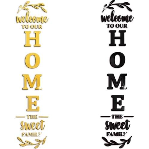 FQYL 3D Alphabet HOME Sign Acrylic Mirror Wall Decor Stickers Family Farmhouse Wall Stickers for Home Decoration Set