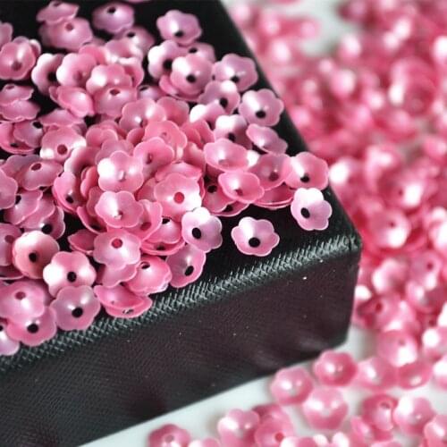 2000pcs 6mm Matt Pink Plum Blossom Cup Flower Loose Sequins Sewing Material,Wedding Confetti Craft,Kids DIY Garment Accessories