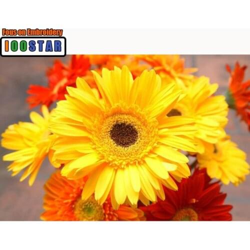 Full Square Diamond embroidery Cross stitch flowers Full Round Diamond mosaic chrysanthemum DIY Diamond painting yellow