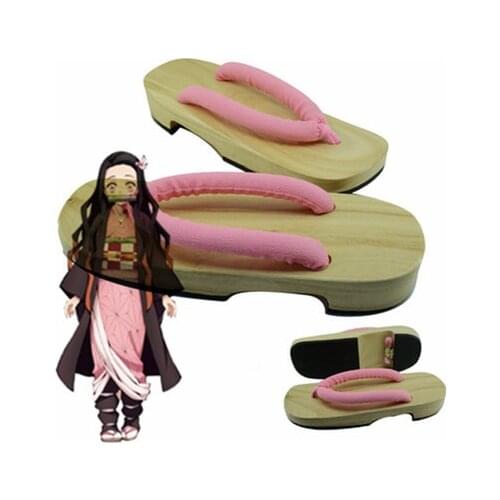 Anime Cosplay Demon Slayer Kamado Nezuko geta Cosplay shoe women pink sandals A