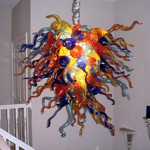 Free Shipping Contemporary Colored Murano Glass Chandelier Homemade LED E14 Lights Chandeliers Dining