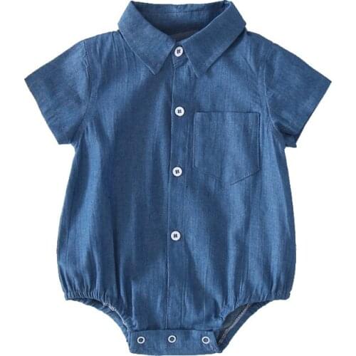 Infant Bodysuit Newborn Baby Boys And Girls Summer New Style Fashion Short Sleeve Pure Color Blue Baby Soft Outwear For 0-24M