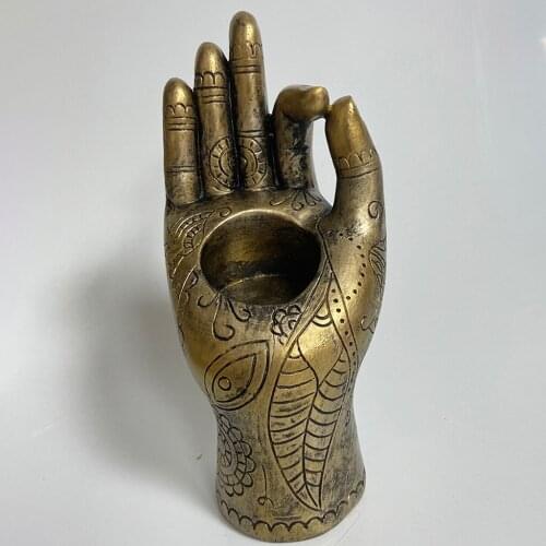 Buddha Hand Candle Holder Tabletop Tealight Holder Collectible Figurines Meditation Room Craft Candlestick Home Decoration