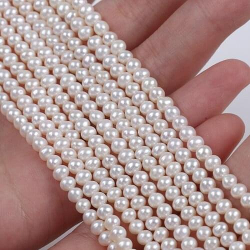3.5-4mm White Color Natural Freshwater Potato Pearl Strand Near Round Pearl Beads For Jewelry Making
