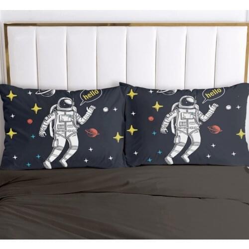 Pillow Case Pillowcase 50x70 50x75 50x80 50x90 80x80 70x70 Decorative Pillow Cover Cartoon Kids Bedding for Baby Space astronaut