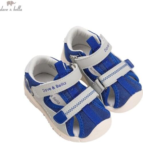 DB17645 Dave Bella summer fashion baby boys patchwork letter sandals new born infant shoes boy sandals casual shoes