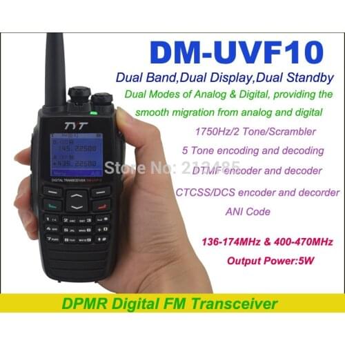 DM-UVF10 DPMR Digital Dual Band 136-174MHz & 400-470MHz 5W 256CH 2-TONE 5-TONE 1750Hz Tone Scrambler Portable Two-way Radio