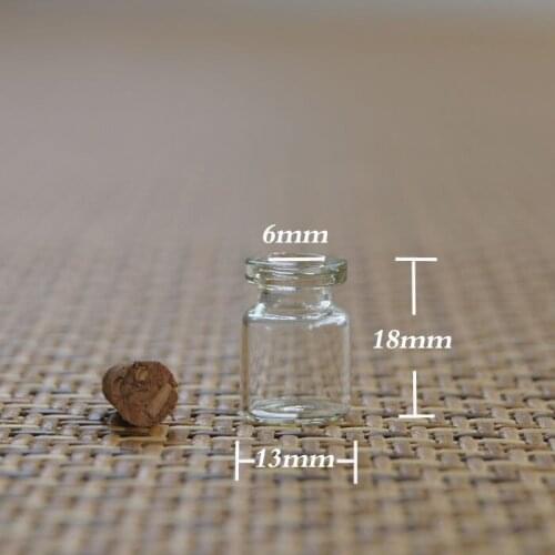 Capacity 0.6ml empty 100pcs wholesale glass Wishing bottle with cork, empty clear mini glass bottles with corks