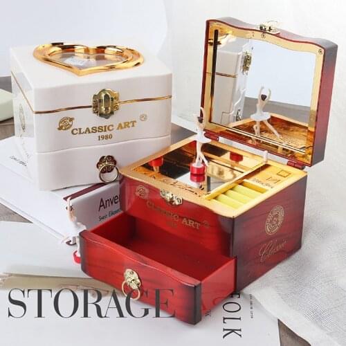 Classic Nostalgic Spring Simulation Music Box Rotating Dance Jewelry Music Box Ballerina Piano Clockwork Plastic Music Mechanism