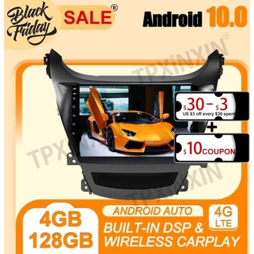 4+128G PX6 IPS Android 10.0 Carplay For Hyundai Elantra 2014 Multimedia Player Auto Radio Tape Recorder GPS Navigation Head Unit