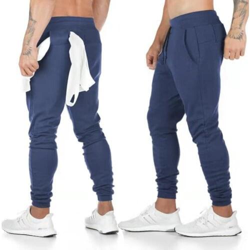 Mens Gym Jogging Pants Mens Fitness Training Sweatpants Cotton Slim Fitness Trousers with Pocket
