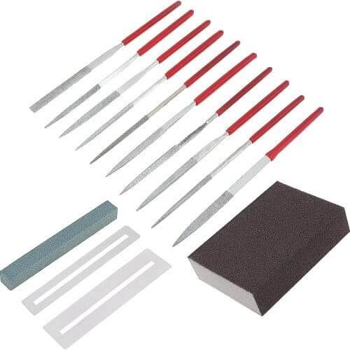 14pcs Diamond Files Kit Guitar Nut Saddle Groove Polishing Tool Grinding Stone Sponge Frets Instrument DIY Set Accessories