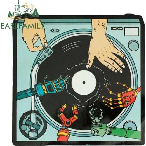EARLFAMILY 13cm x 13cm for Robot Hands DJ Music Mixer Personality Car Sticker Waterproof Creative Suitable for RV Decal