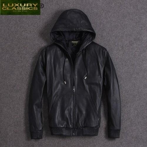 Genuine Leather Jacket 100% Men Winter Clothes 2021 Streetwear Real Sheepskin Coat Moto Biker Mens Leather Jacket 19819