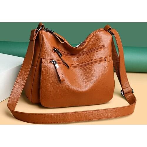 2021 New Women Double zipper Crossbody Bags Ladys Leather Shoulder Bags Handbag Large Capacity Messenger Bag For Ladys Tote