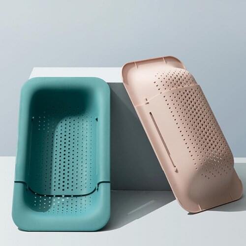 Kitchen Hollow Sink Drain Basket adjustable Household Collapsible PP Retractable Drainage Storage Rack for Home Supplies