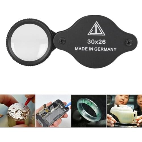 Portable Folding Magnifier 30X Magnification Pocket Magnifying Glass Reading Jewllery Loupe Magnifier for Watch Repair