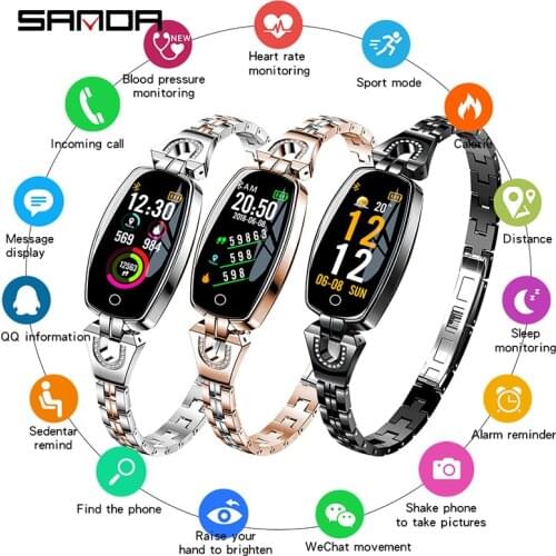 SANDA Women Fashion Smart Bracelet Watch Bluetooth Blood Pressure Heart Rate Sleep Monitor Pedometer Smartwatch for Android iOS