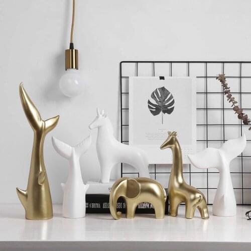 Modern Style Animal Small Ornaments Desktop Creative Resin Sculpture Crafts Art