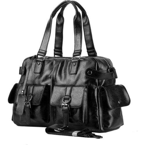 New Men Thick Leather Briefcase Business Handbag Messenger Bags Male Vintage Shoulder Bag Mens 15.inch Laptop Large Travel Bags