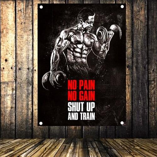 Workout Gym Flag Banner Motivational Posters Workout Posters For Home Gym Canvas Painting Tapestry Wall Art Mural Wall Decor D4