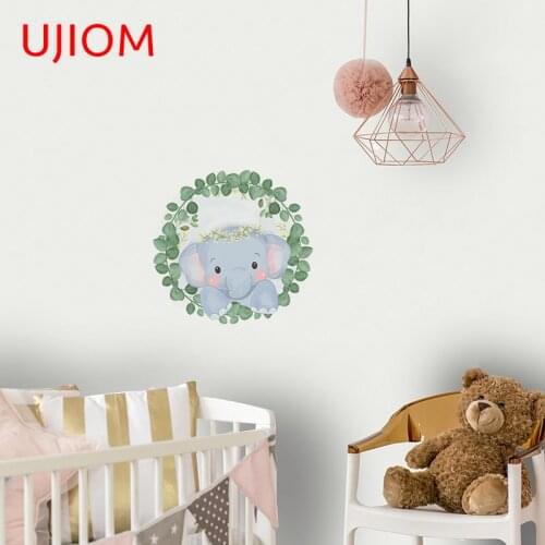 UJIOM Cute Elephant Bedroom Accessories Room Decor Wall Stickers Personalise Living Room Decor Bathroom Vinyl Wallpaper