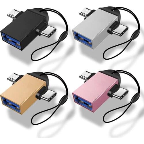 USB PD Converter Type C Power Adapter Connector 2 in 1 Type-C Micro USB Male to USB3.0 Female Converter OTG Adapter