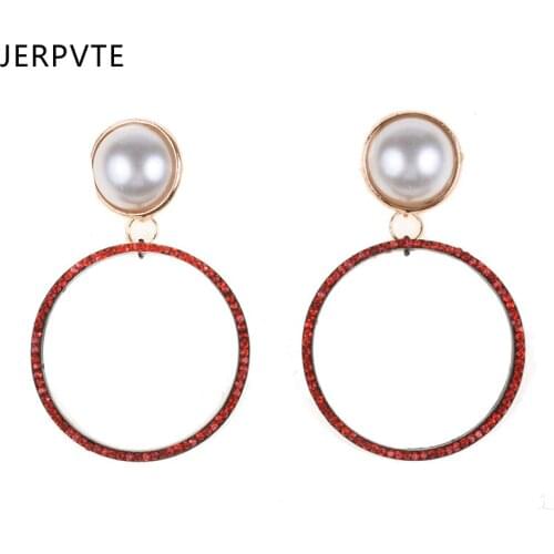 JERPVTE Newt Women Fashion Simulated Earrings Stylist Big Earrings Exaggerate Crystal Drop Dangle Earrings