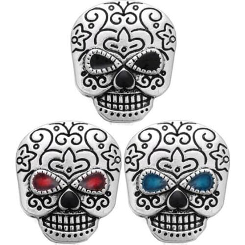 10pcs/lot 2020 New Snap Jewelry Flower Skull Vintage Metal 18mm Snap Buttons for 18MM Snap Bracelet for Women