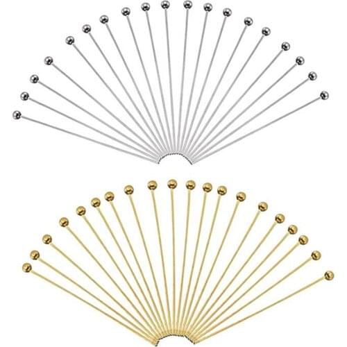 100pcs 8 Sizes Stainless Steel Head Pins Golden Silver Ball Head Pin Straight Pins for Beads Earrings Jewelry Making