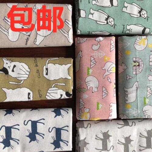 150*100cm cartoon animals cotton and linen fabric sofa cloth curtain background ins valance linen tablecloth checked fabric