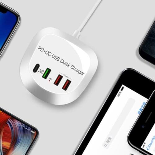 2021 New 4 Ports British / U. S./ European / Aus-sie Plugs PD20W+QC3.0 Mobile Phone Charger Fast Charge for Mobile Phone Tablet