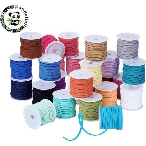25rolls/bag 3x1.5mm Mixed Color Faux Suede Cord Thread Leather Lace for Jewelry Beading Bracelet Making Findings About 5m/roll