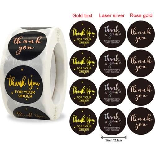 500Pcs Thank You Stickers Black Gold Foil Seal Labels Sticker for Supporting My Small Business, Gift decor Scrapbooking stickers