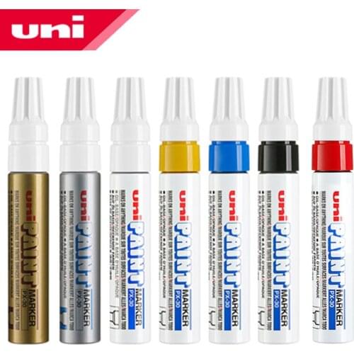 7pcs Japan UNI PX-30 Paint Pen Thick Word Wide Touch Up Pen Notes Industrial Pen Oblique Head Thick Oily Pen Permanent Marker