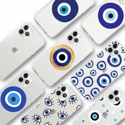Turkish lucky Blue Evil Eye artistic Phone Cases Transparent For iphone 5 6 7 8 11 12 s c se plus mini x xs xr pro max soft