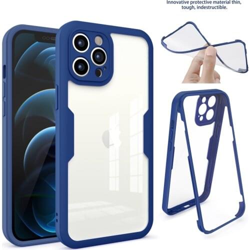360 Full Protection Case For iPhone 12 11 Pro Max XR X XS Max 7 8 Plus SE 2020 Luxury Shockproof Bumper Silicone Case Soft Cover