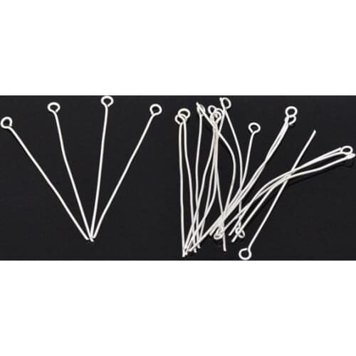 Doreen Box 350PCs Silver Plated Color Eye Pins 40x0.7mm(21 gauge) Jewelry Findings (B00677)