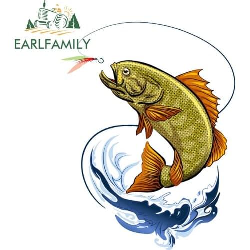EARLFAMILY 13cm x 10cm For Fishing Fish Vinyl Car Stickers Waterproof Decal Sunscreen Motorcycle Creative Campervan Decals Decor