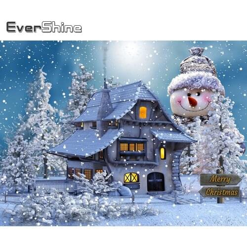 Evershine 5D DIY Diamond Painting Snowman Diamond Embroidery House Landscape Cross Stitch Cartoon Mosaic Winter Home Decor