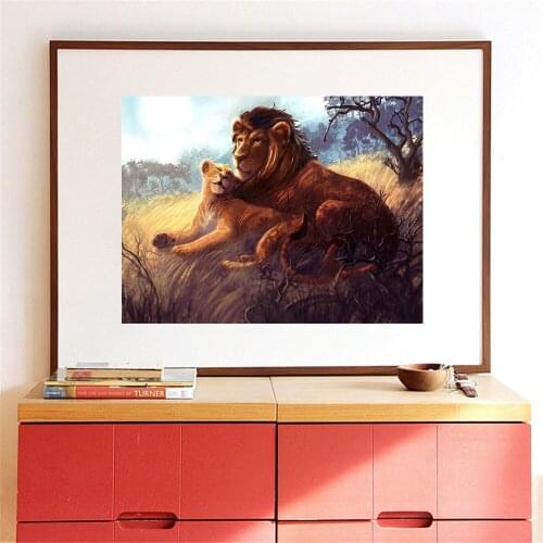 Lovely Big Cats Lions Pictures Living Room Wall Art Decor Animal No Frame Poster Oil Painting Decoration