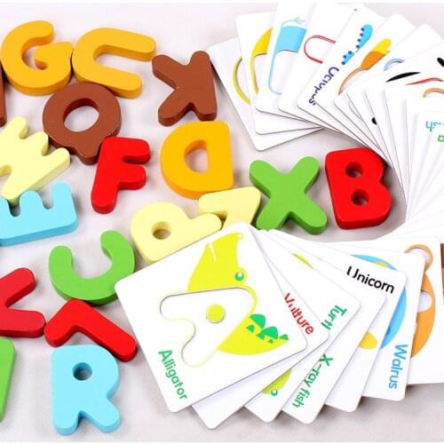 Recognition Letter Card Childrens Preschool Auxiliary Teaching Aids Wooden Toys