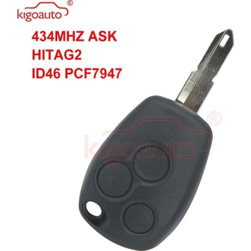 Kigoauto 434Mhz 3button Ne72 Pcf7947 chip remote key for Renault Clio Kangoo Modus Master