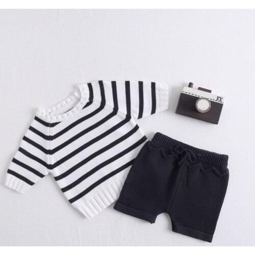 Boys clothing set autumn winter cotton long sleeve infant pullovers toddler girls sweaters+shorts suit children outfits clothes